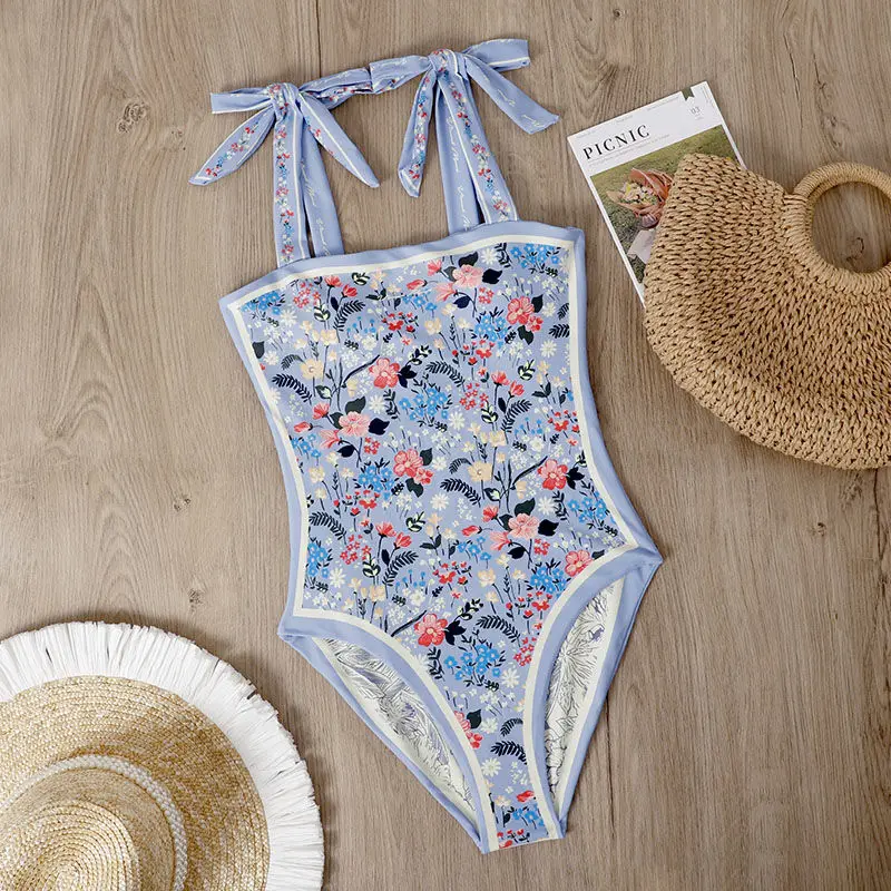 Snnei2022 Reversible Swimwear Female Summer Sense Retro Floral Conservative Cover Belly Thin One-piece Swimsuit