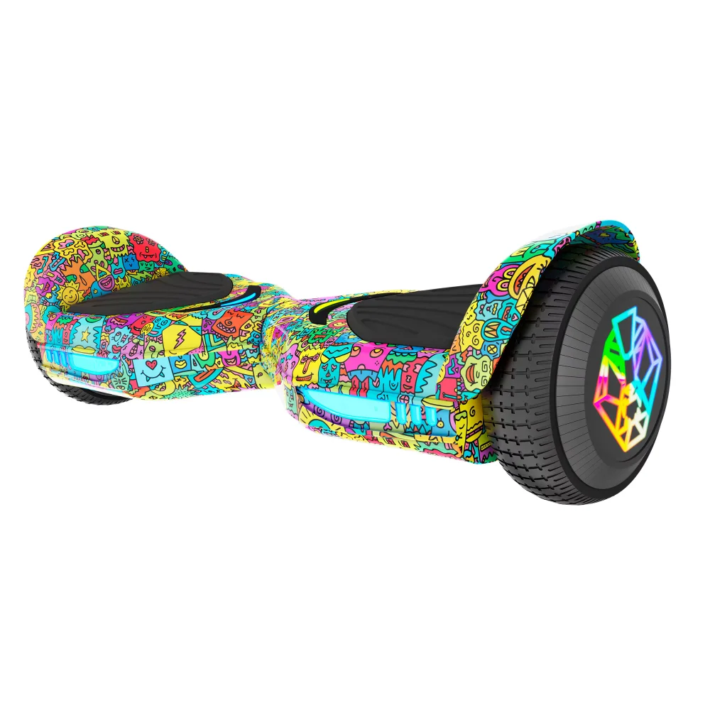 Swagtron-Hoverboard EVO Freestyle Multicolor, Altavoz Bluetooth, ruedas iluminadas, velocidad máxima de 7 MPH