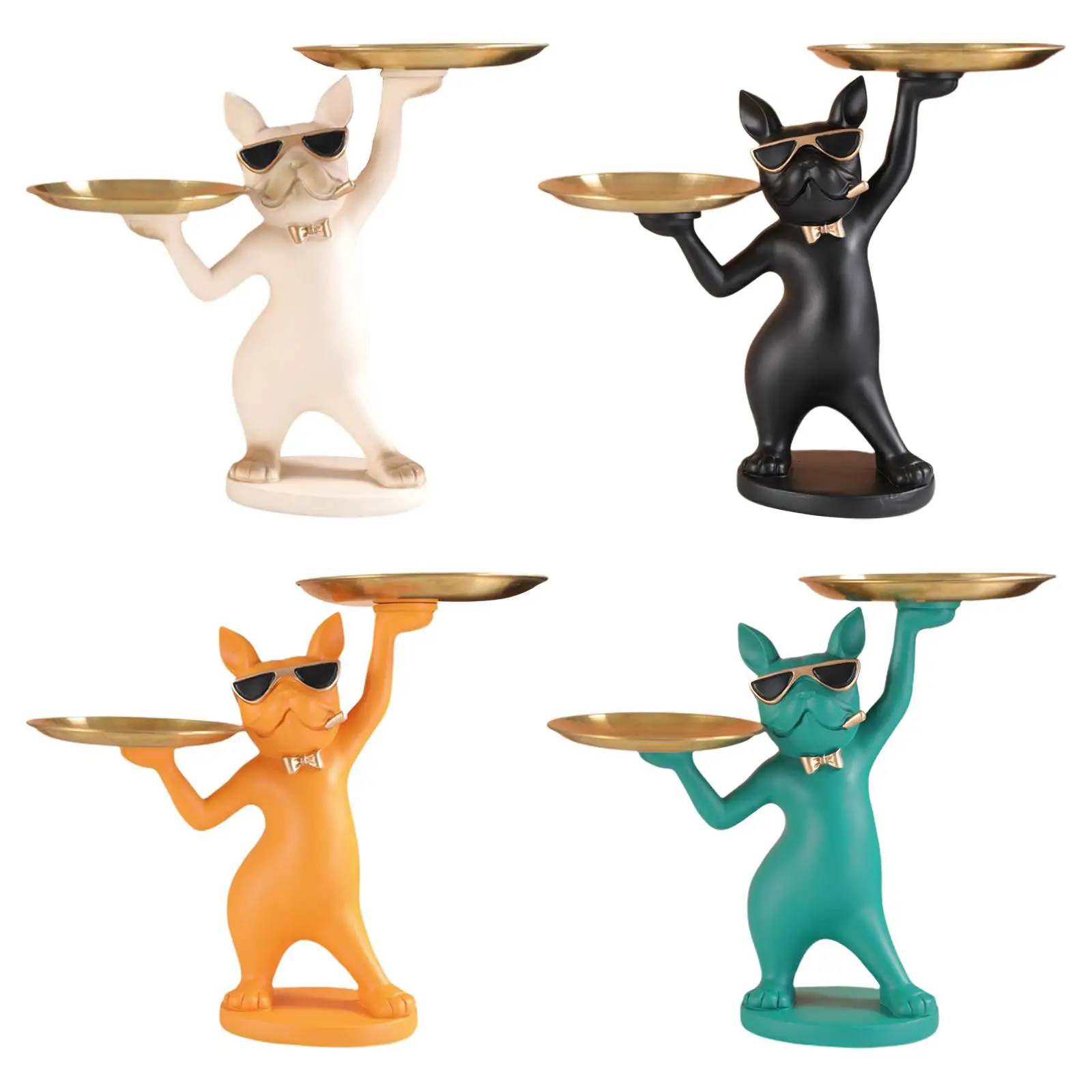 

French Sculpture Resin Dog Statue Statue Jewelry Storage Gift Plate Glasses Tray Art Decor