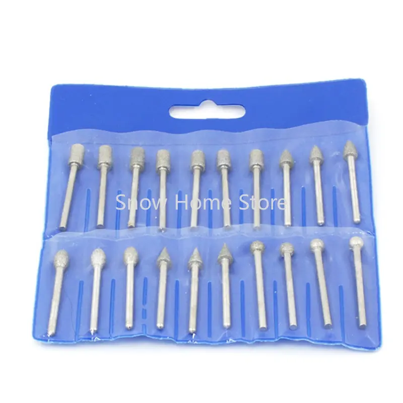

Diamond Grinding Head Emery Grinding Head Fine Sand Grinding Needle Stone Jade Carving Polishing Peeling Tool 20PC