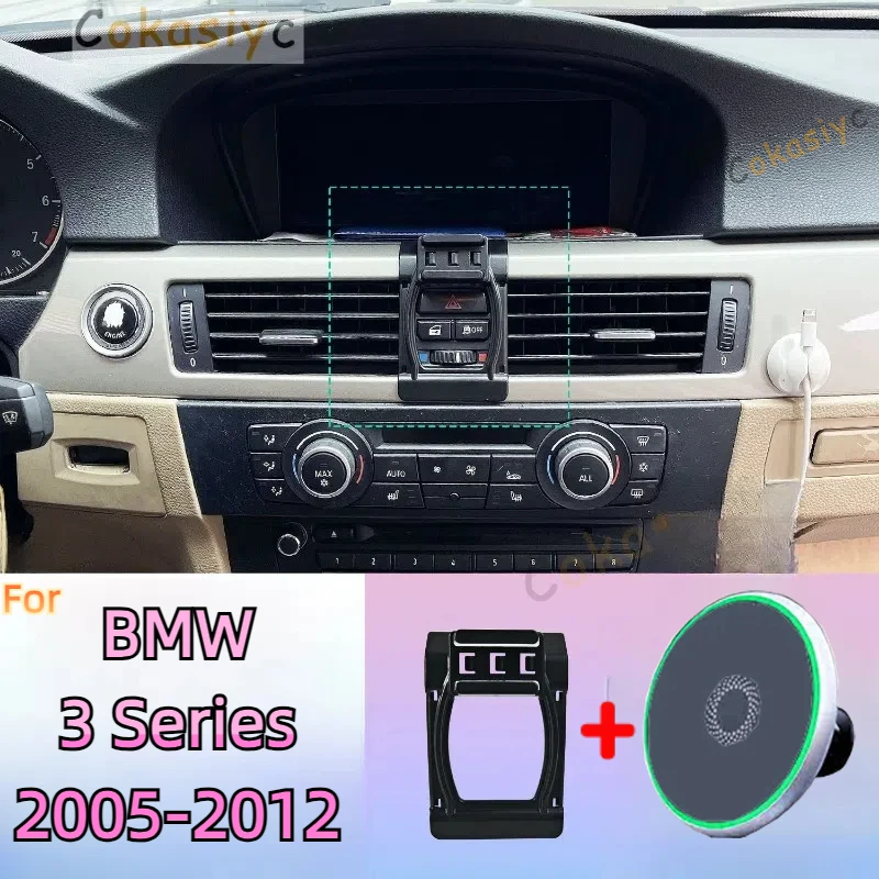For BMW 3 Series E90 E92 E93 2005-2012 Magnetic Phone Holder 15W Wireless Charging Stand MagSafe Support Custom Base