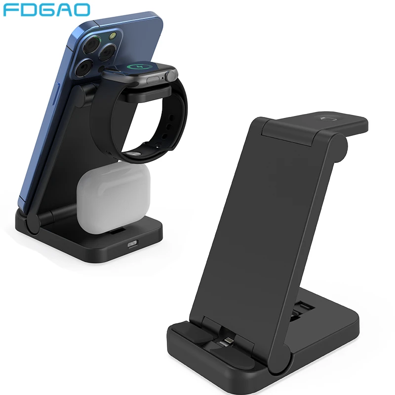 

3 in 1 Wireless Charger Stand Pad For iPhone 14 13 12 11 X Apple Watch Fast Charging Dock Station for Airpods Pro iWatch 8 7 SE