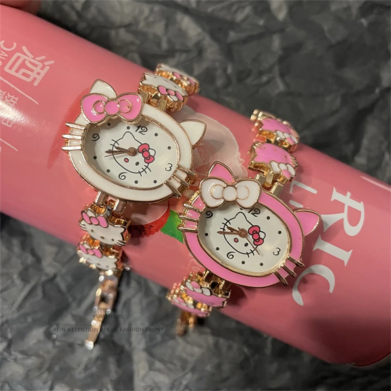 Милые часы Sanrios Hellokittys Мультяшные милые портативные Аниме дорожные для студентов