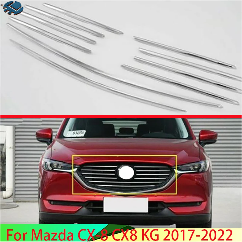 

Для Mazda CX-8 CX8 кг 2017-2022 автомобильные аксессуары ABS Хромированная передняя Центральная сетка решетка гриль крышка радиатора отделка полосы