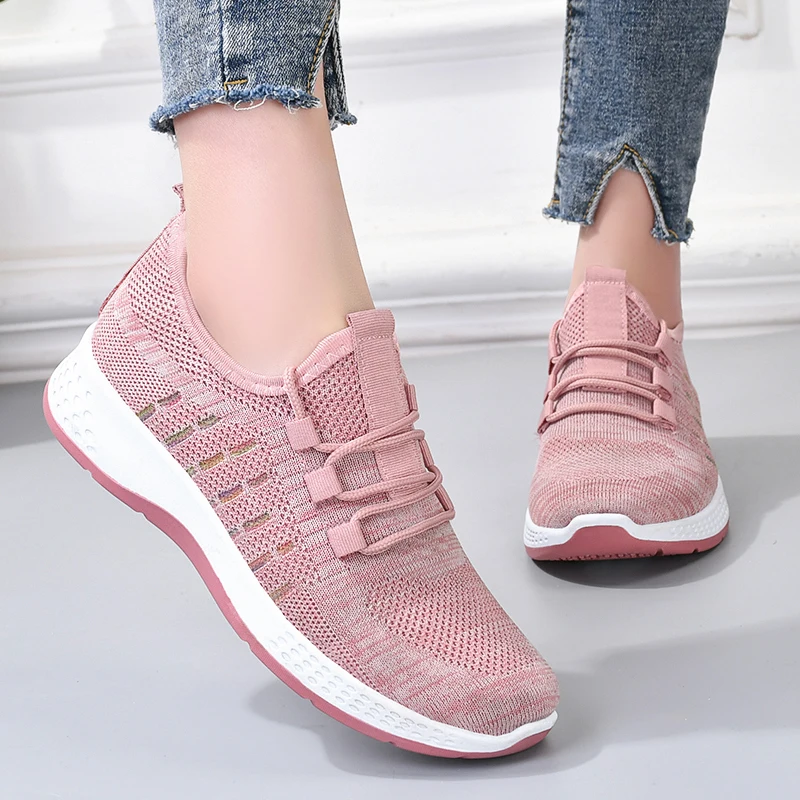 

2022 Sneakers Women Fashion Lace Up Mesh Shoes Woman Sneakers Soft Platform Breathable Sneakers Flat Trainers Zapatillas Mujer