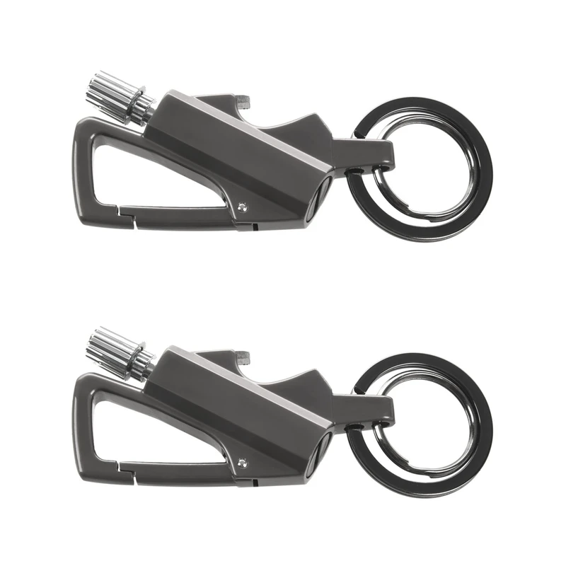 

2X 3 In 1 Multi-Function Keychain Match Stick Outdoor Key Pendant Male Fire Waterproof Bottle Opener Key Pendant—Black