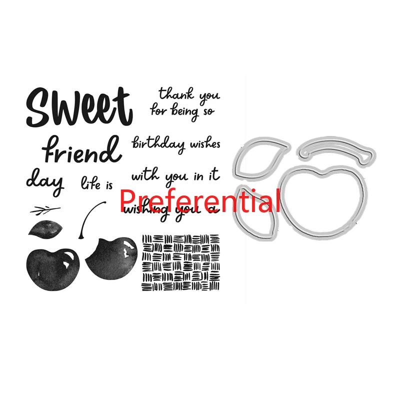 

2022 DIY Welfare Catalog Cutting Dies Clear Stamp Scrapbooking For Paper Apple Sweet Friend Embossing Frame Card Craft