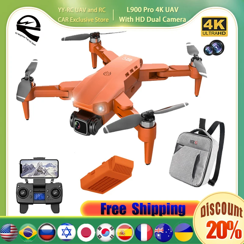 

Advanced Drone L900 Pro 4K UAV With HD Dual Camera 5G GPS Brushless Motor RC Quadcopter Professional Distance 1.2km RC Drone FPV