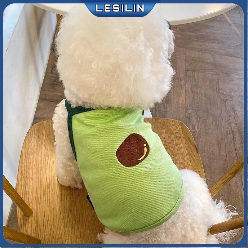 

Summer Pet Dog Vest Green Avocado Dog Clothes For Puppy Breathable Sling Vest Yorkshire Chihuahua Costume Dog T-shirt Outdoor