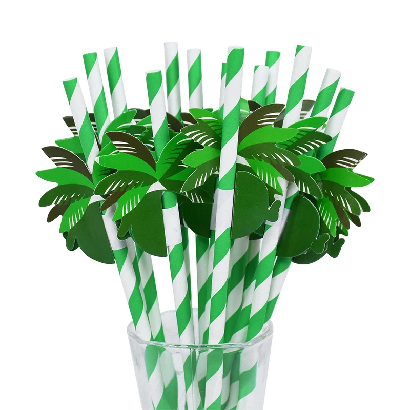 

20Pcs Coconut Tree Drinking Straws Tropical Summer Party Hawaiian Birthday Decoration Supplies Disposable Juice Cocktail Straws