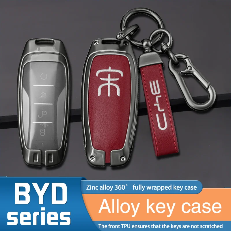 

Zinc Alloy Car Key Case Full Cover Key Bag Shell Holder Protector Fob For BYD Song Ev Dmi 20202021 Auto Key Decoration Accessory