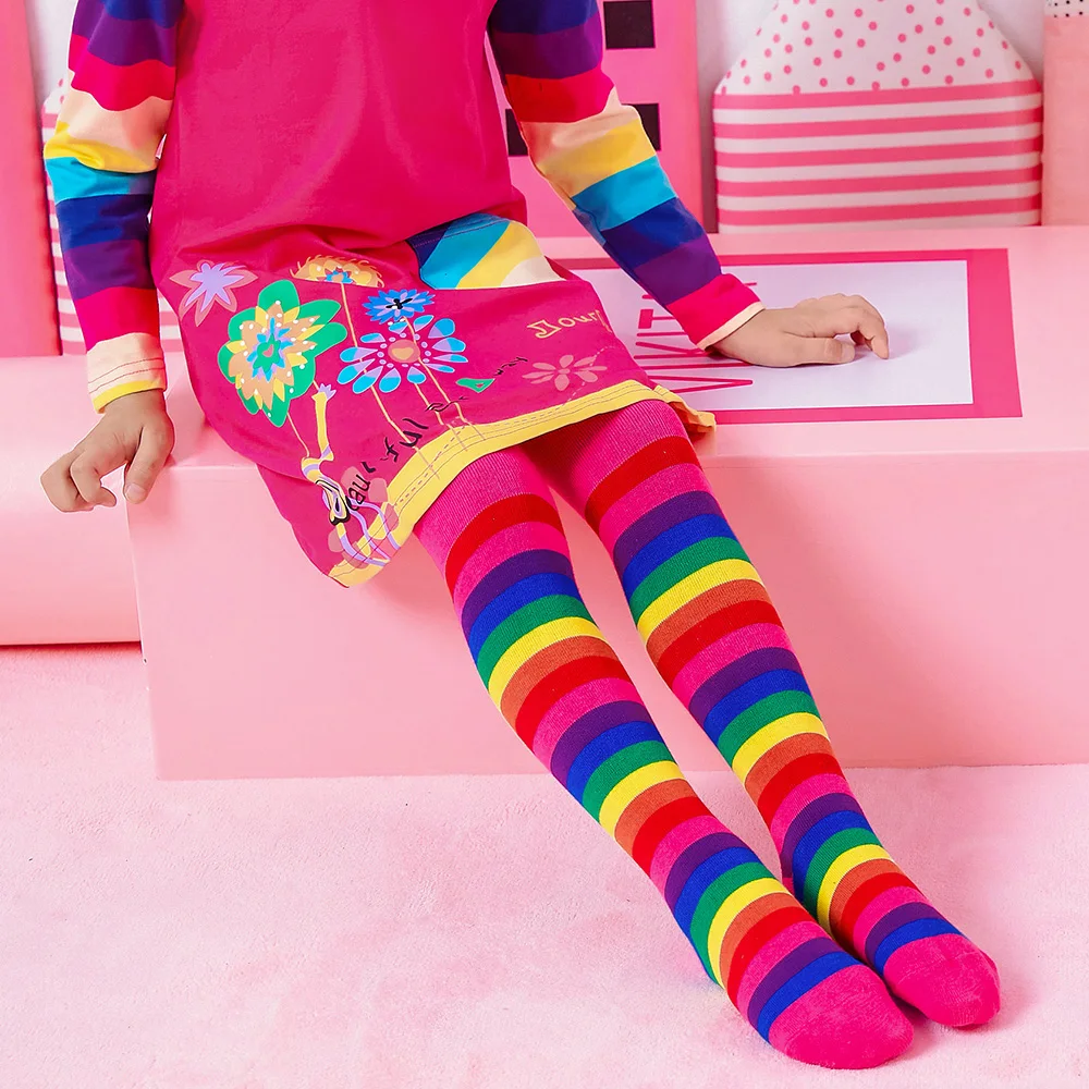 DXTON Детские балетки в радужную полоску хлопковые нейлоновые акриловые