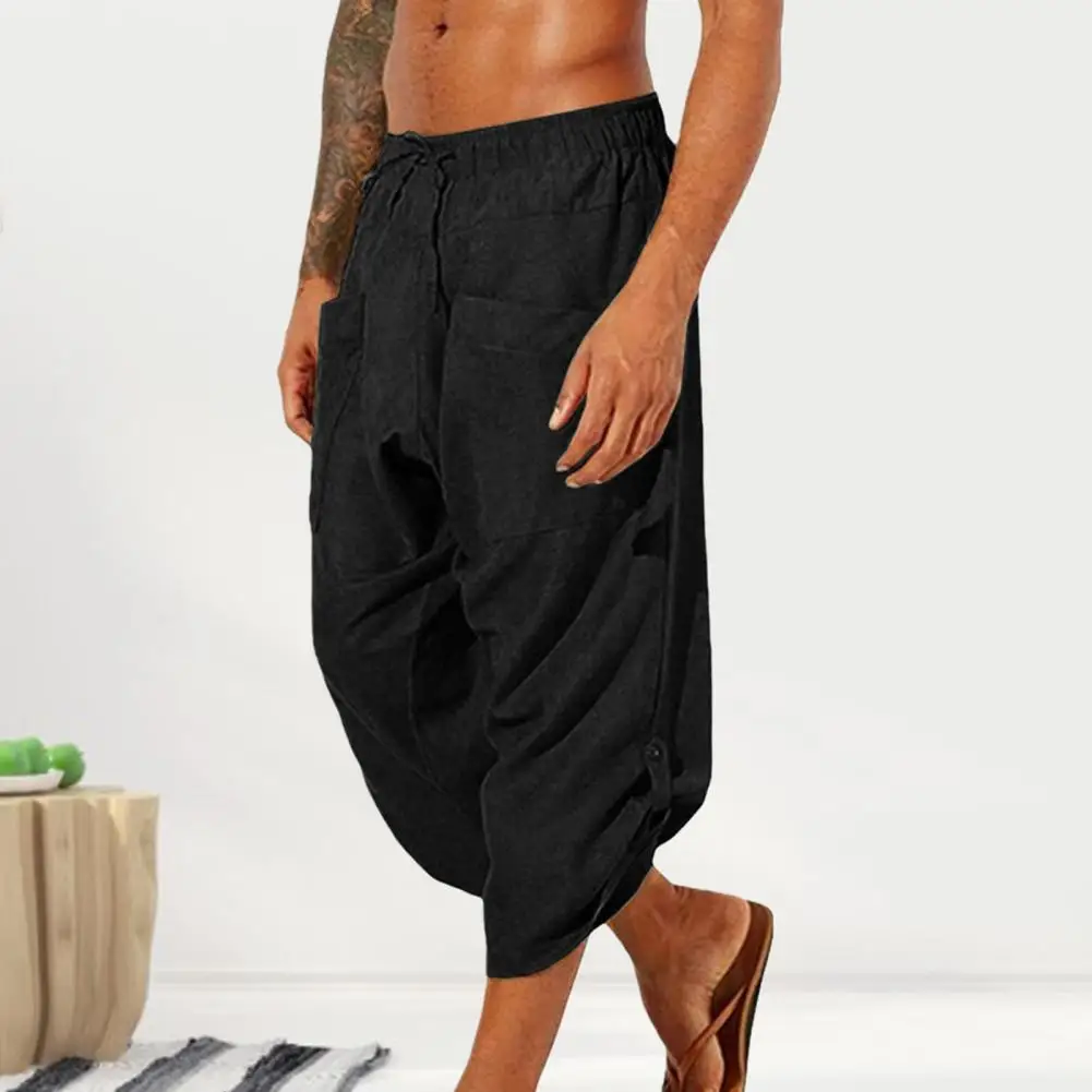 

Men Trousers Streetwear Sweatpants Great Deep Crotch Summer Cropped Summer Fitness