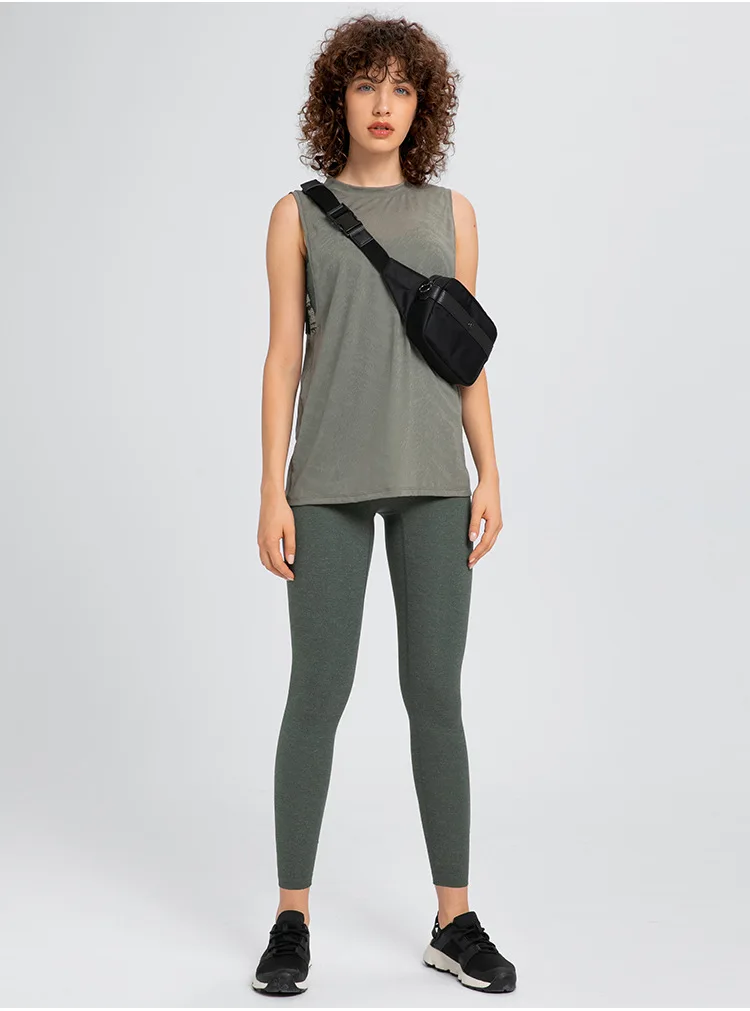 Womens Clothing Yoga Tank Tops Sports Top Gym Fitness Outdoor Jogging Workout Breathable All-match Jacquard Fabric Loose Vest