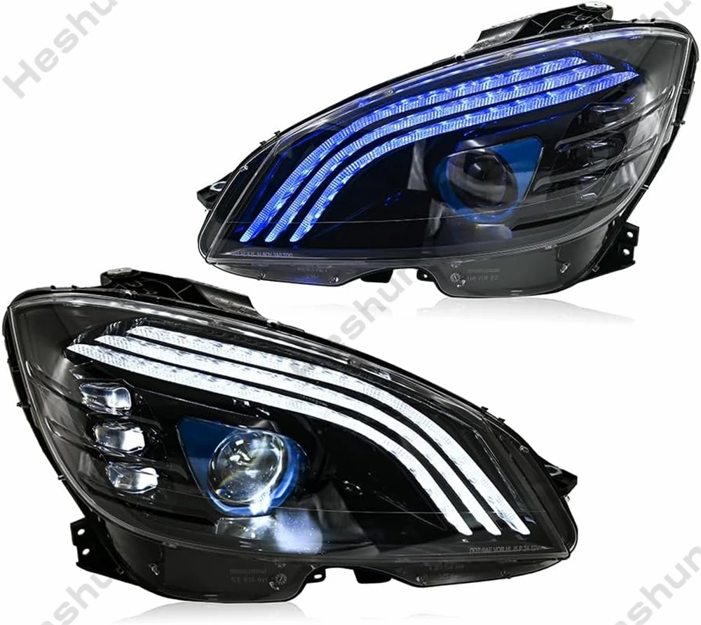 

Пара светодиодных фар для 2007-2010 Benz W204 C180 C200 C63 C250 C280 C300 AMG Фара Передние фары Поворотник DRL Фара