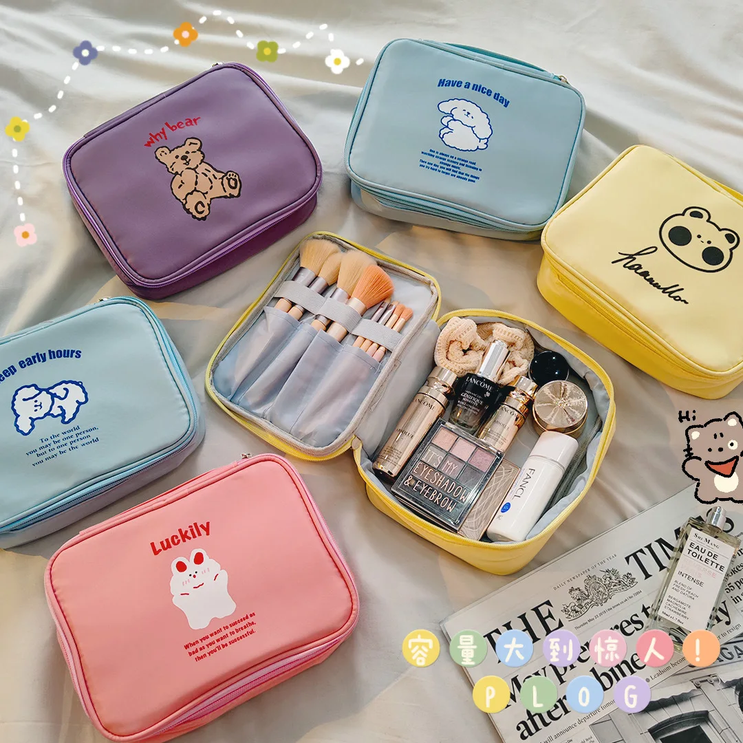 

Cartoon Cute Large-capacity Cosmetic Bag Korea Ins Kawaii Creative Makeup Storage Bag Portable Wash Bag Kawaii