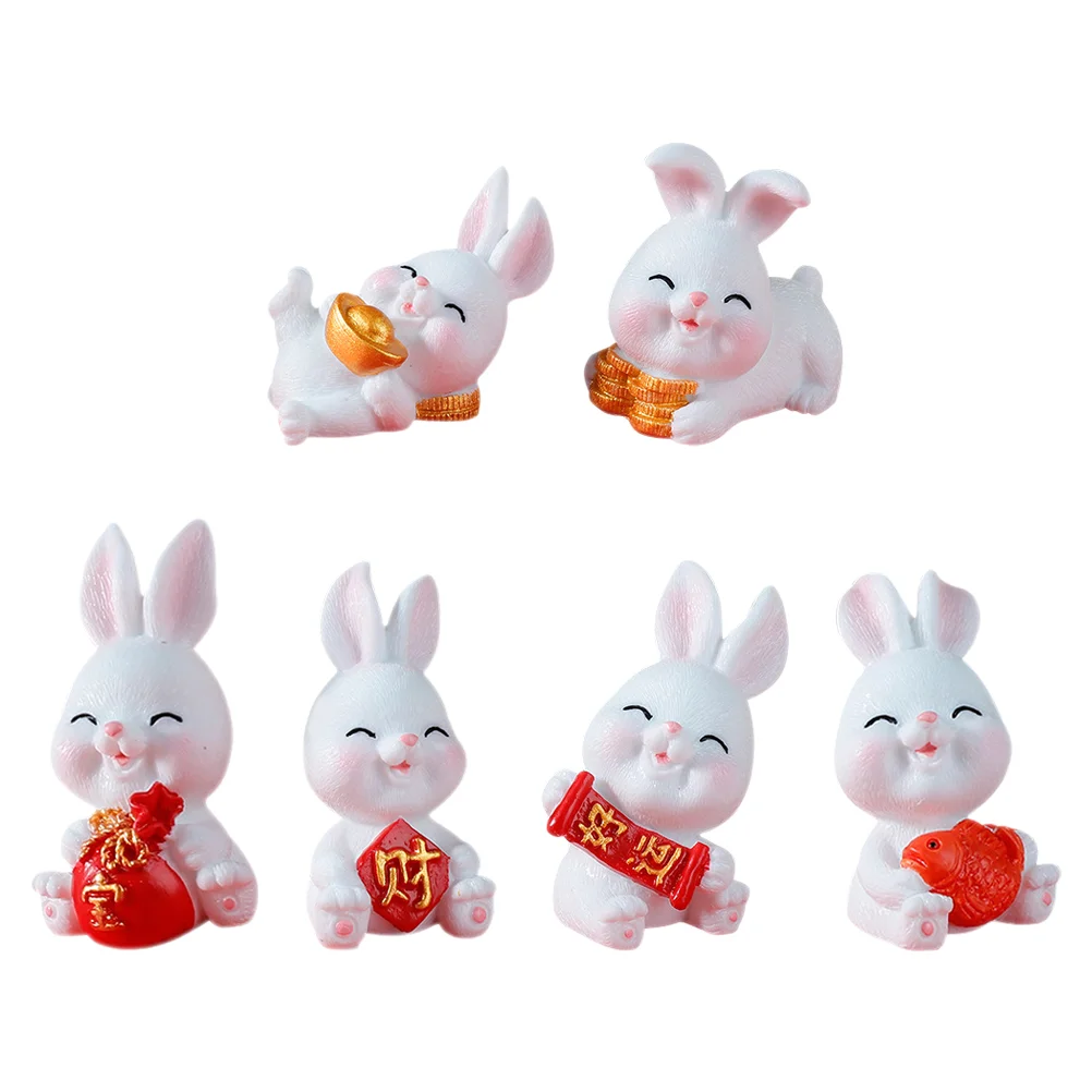 

Bunny Miniature Rabbit Figurines Figurine Garden Decor Micro Landscape Mini Statues Tiny Chinese Rabbits Animal Toys Ornaments
