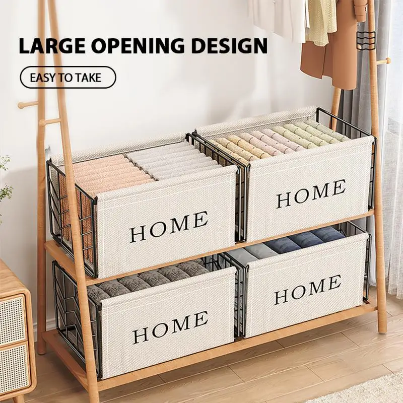 

Strong Wardrobe Sorting Storage Box Convenient Care Metal Snacks Books Storage Case Large Capacity Durable Fabric Storage Box