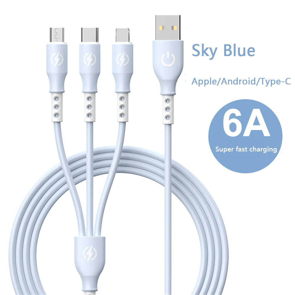 Кабель зарядный 3-в-1, 6 А, USB Type-C