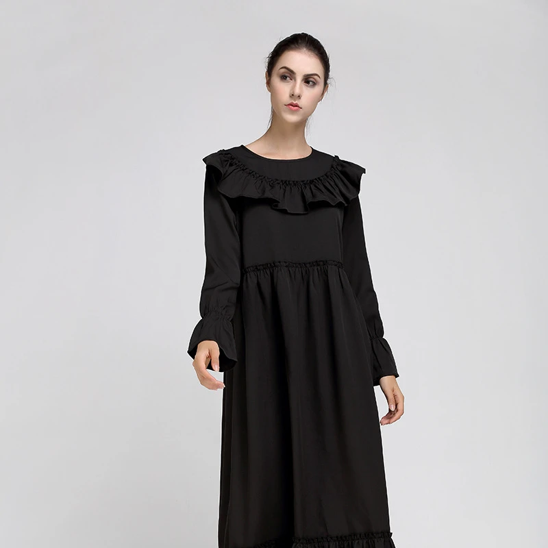 Ramadan Abaya Femme Muslim Women's Dress Islam Dubai Turkey Abayas Ruffled Dresses for Woman Splicing Ropa De Mujer Envio Gratis