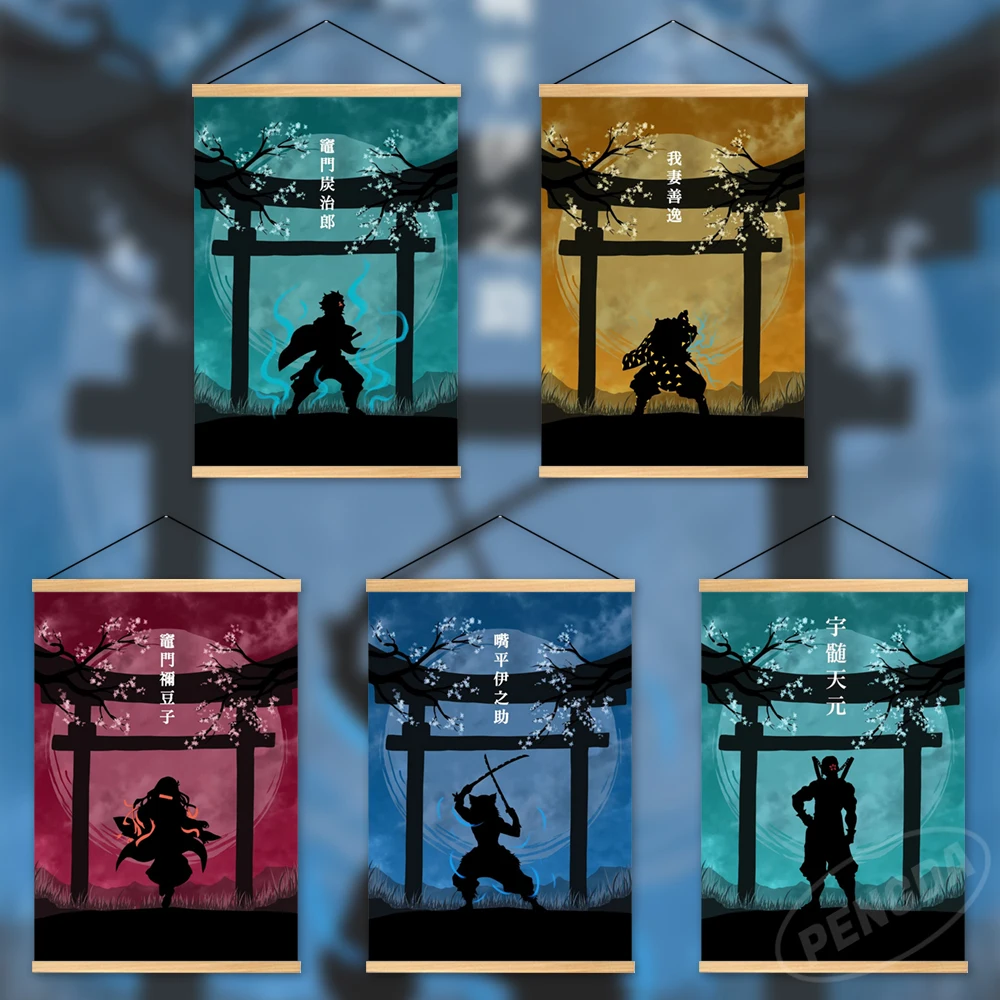 

Холст с изображением рассекающего демонов домашний декор аниме на стену камадо танджиро художественная живопись агацума зенитсу подвесна...
