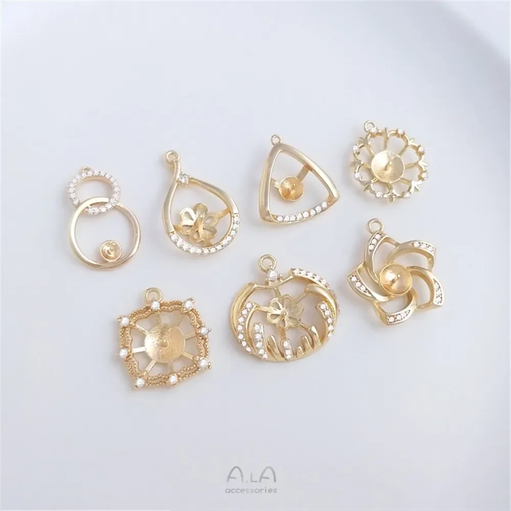 Микроинсет циркон 14-каратное золото жемчужный браслет с половиной отверстия