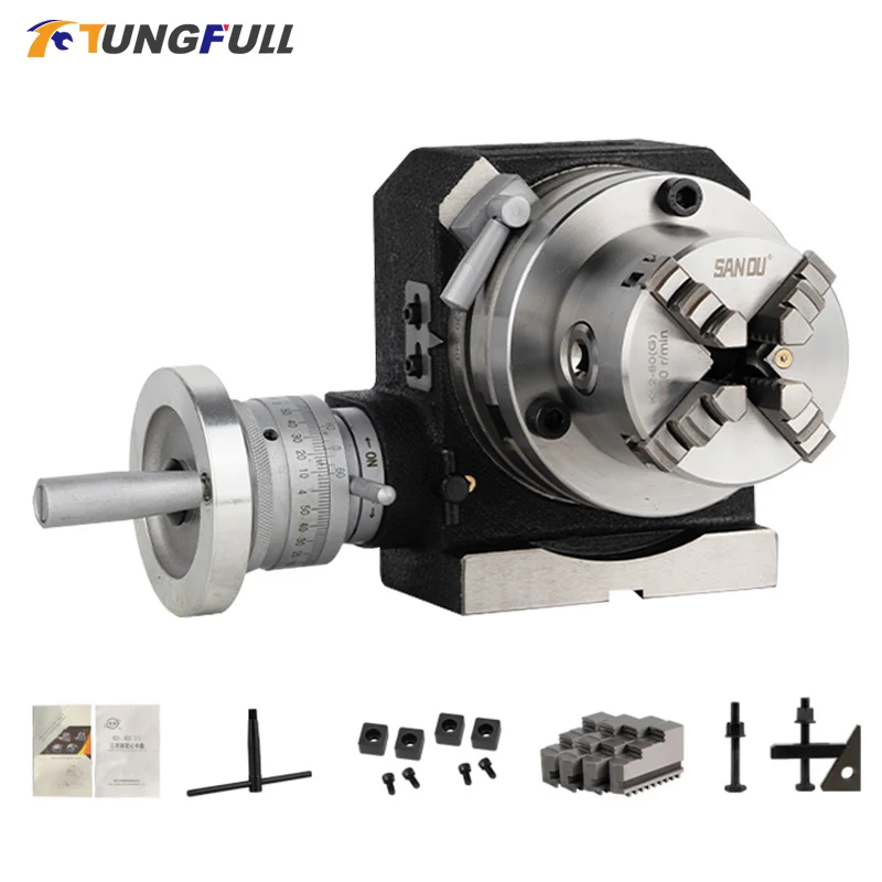 

4 inch 3/4 Jaw Chuck Milling Machine Indexing Rotary Chuck Dividing Head Indexing Head Universal Indexing Plate Drilling Milling