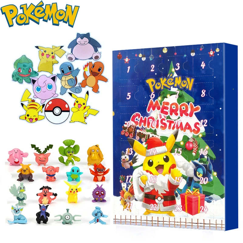 

Покемон 2023 Рождество/Хэллоуин календарь приходит коробка 24 шт. кавайные фигурки Пикачу аниме детские игрушки рождественские подарки