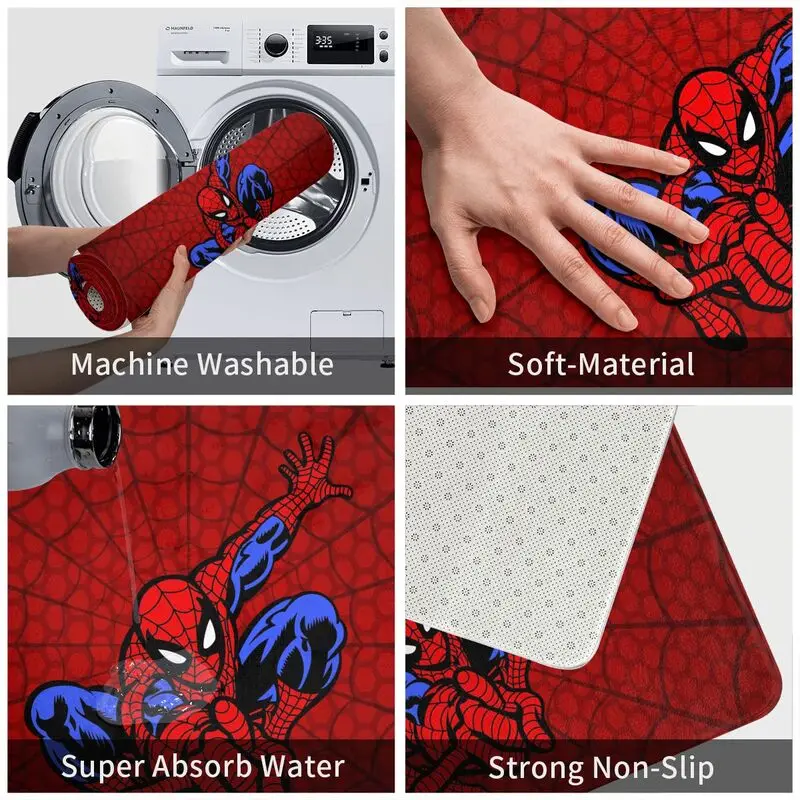 Custom Spider Man Web Front Door Mat Anti-Slip Indoor Waterproof Doormat Kitchen Bedroom Entrance Rug Carpet
