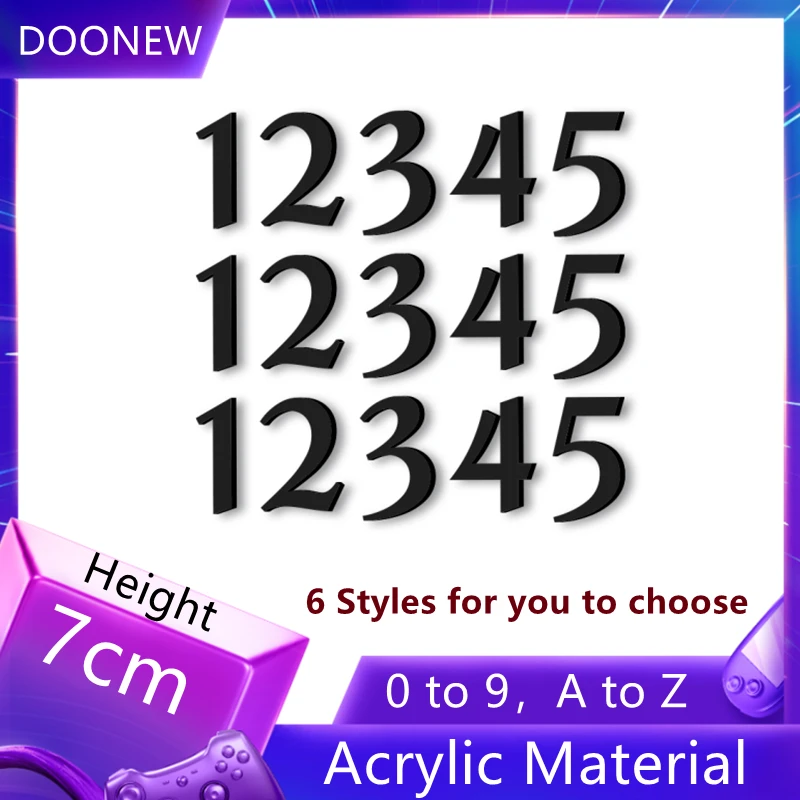 

7cm English Letter Silver 3D Numeral Home Decor Address Numbers Hotel Room Flat Stickers Modern Decoration Door Plate