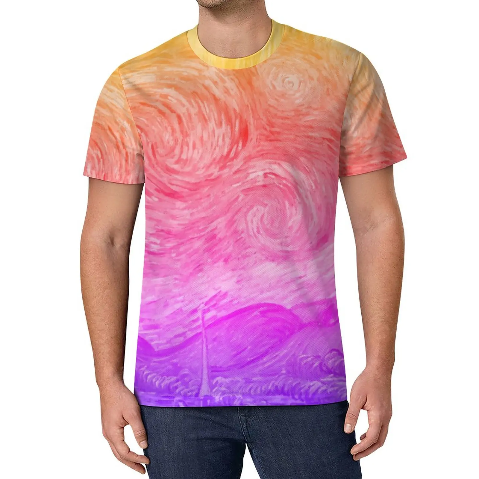 

The Starry Night T-Shirt Vincent Van Gogh Casual T-Shirts Trending Tee Shirt Men Graphic Top Tees Large Size