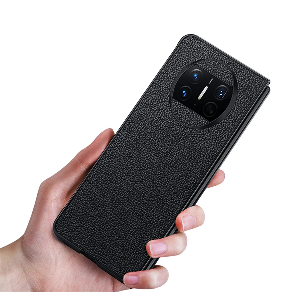 Ультратонкий чехол из натуральной кожи с узором Личи для Huawei Mate X3 XS 2