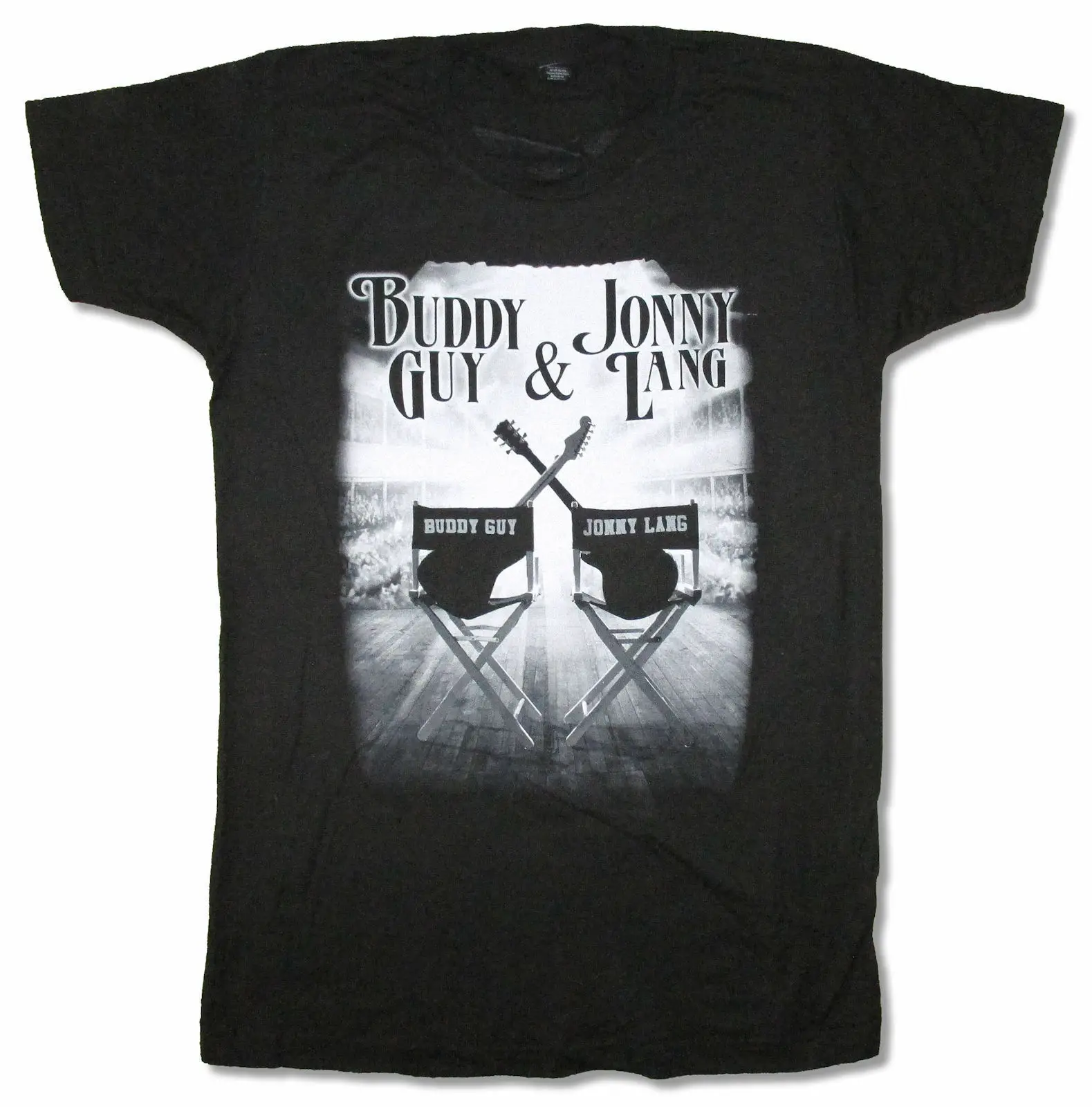 

Buddy Guy Jonny Lang Chairs & Guitars 2013 Tour Black T Shirt New