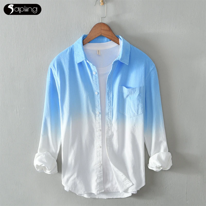 

2022 Spring Autumn New Men's Casual Thin Shirts Corduroy Long-sleeve Shirts Male Fashion Color Contrast Loose Comfortable Shirt