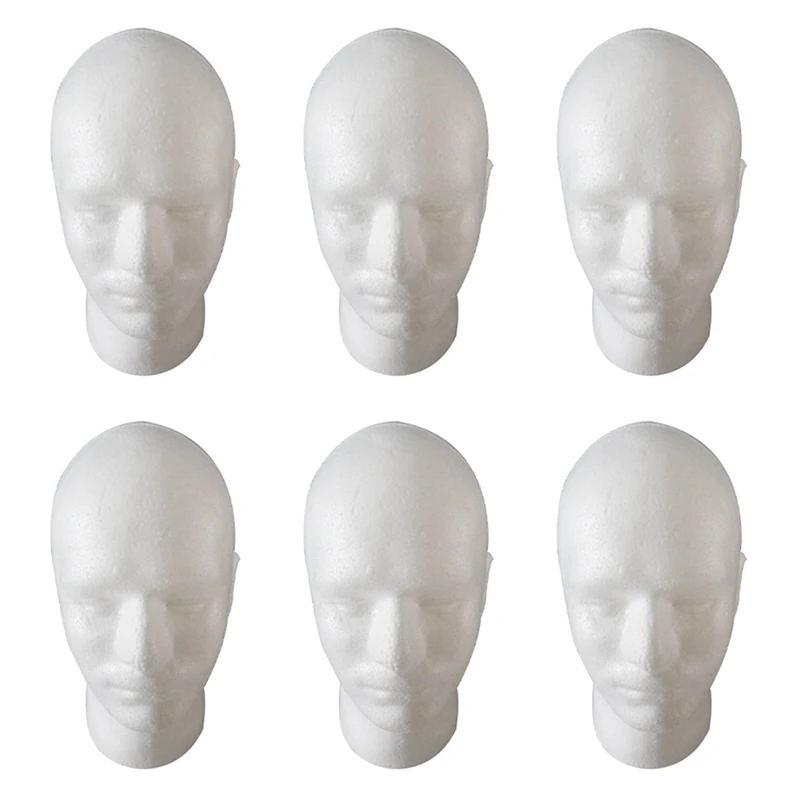 

6X Male Wig Display Cosmetology Mannequin Head Stand Model Foam White