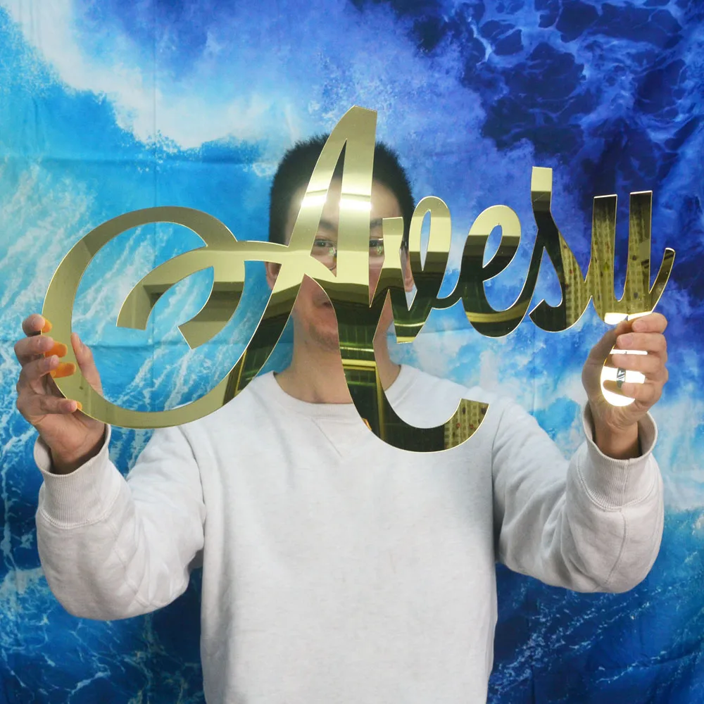 

Personalized Acrylic Cut Name Sign Mirror Gold Choose Your Font Wedding Birthday Party Decoration Baby Crib Name Sign