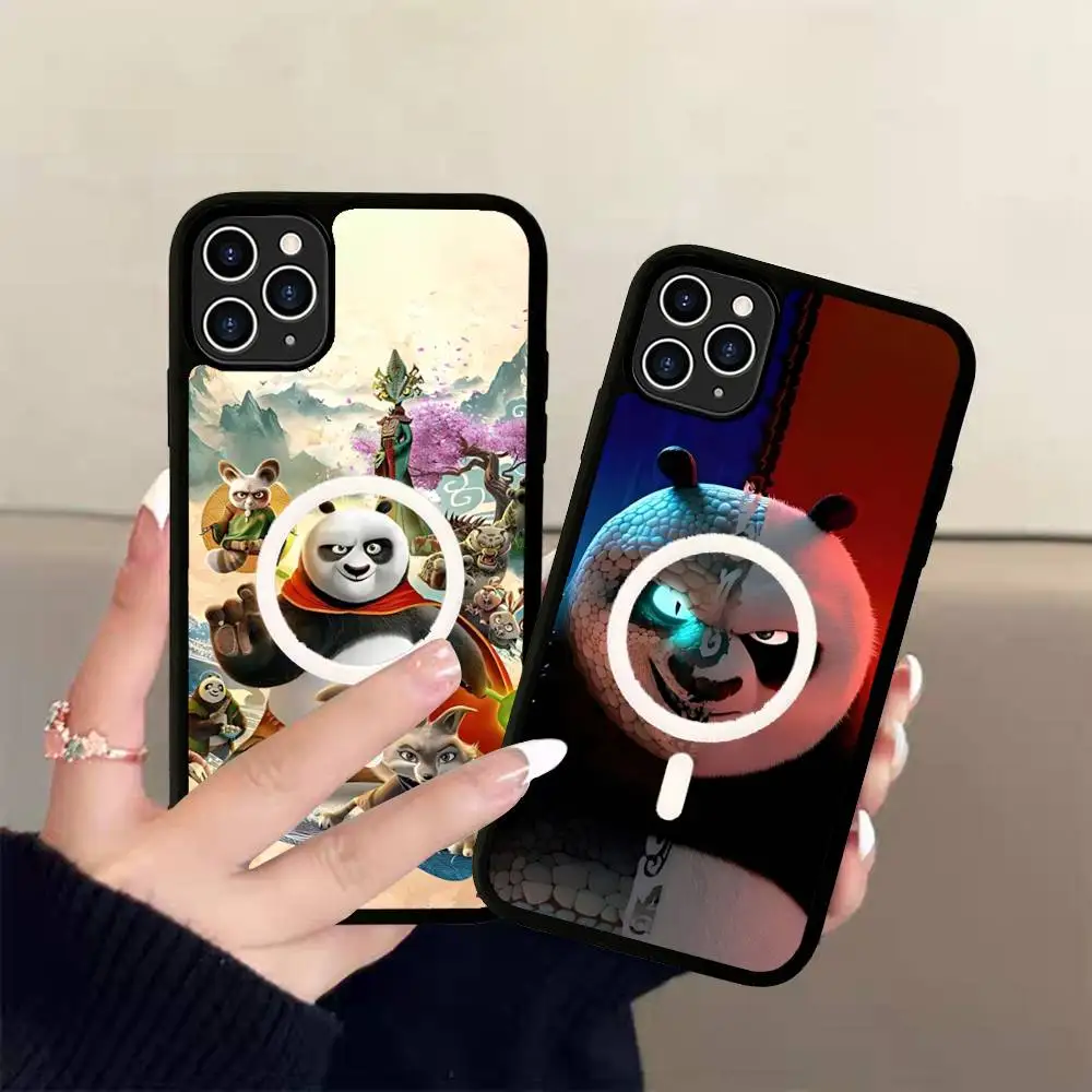 Фото Чехол для телефона K-Kung-Fu P-Panda Cool для iPhone 17 Air 16 E 15 14 13 12 11 Pro Max Plus, противоударный, из ТПУ, с поддержкой MagSafe №1