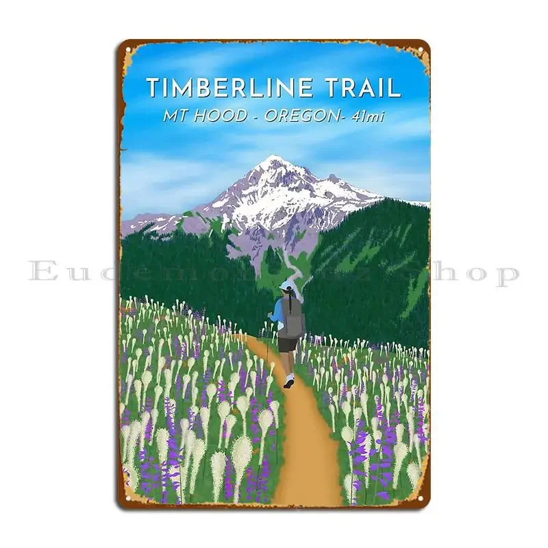 Timberline Trail Mt Капюшон Oregon Металлическая табличка Настенный декор Печать Домашний