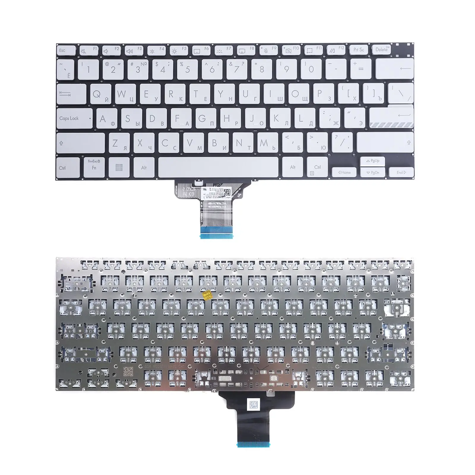 Клавиатура RU Lapop для ASUS K6400 x3400 M3401Q K3400P M7400Q Серебристая с подсветкой