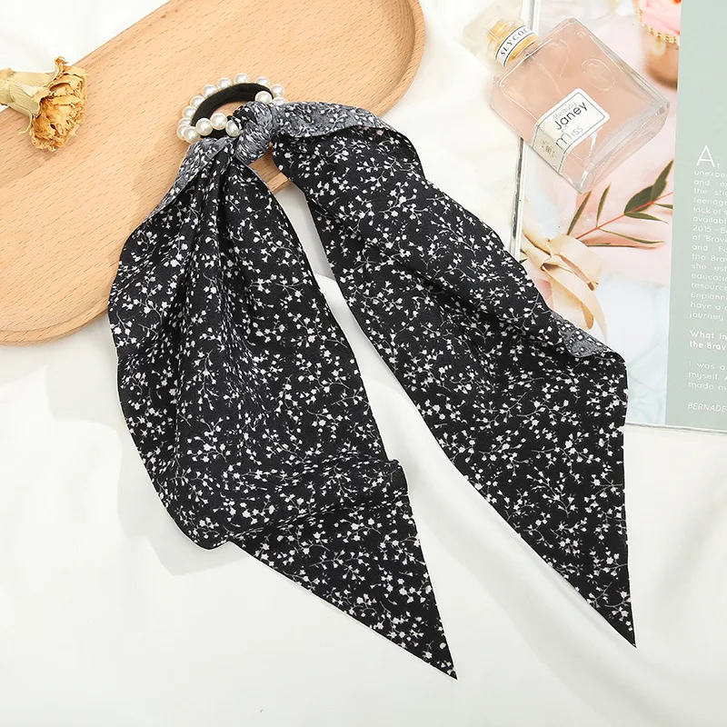 Винтажная мягкая и удобная резинка для волос Yanwenx с цветочным принтом шарф-бант