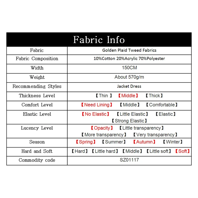 Redraspberry Италия Золотая клетчатая твидовая ткань материал одежды осенняя Женская