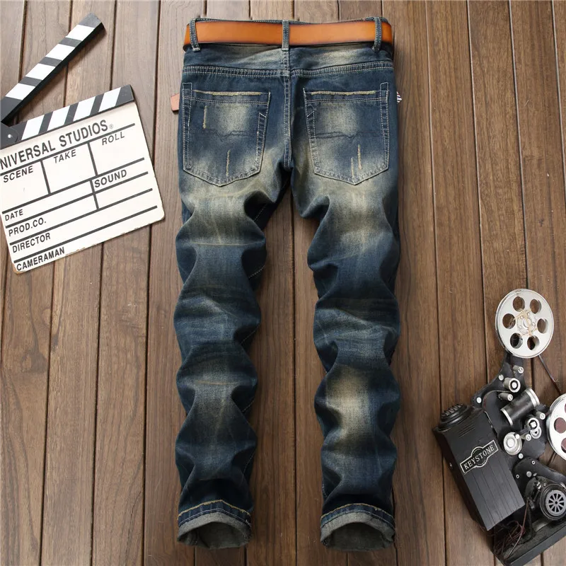 Mens  Jeans Holes Fashion Personality Trend Straight Jeans for Men