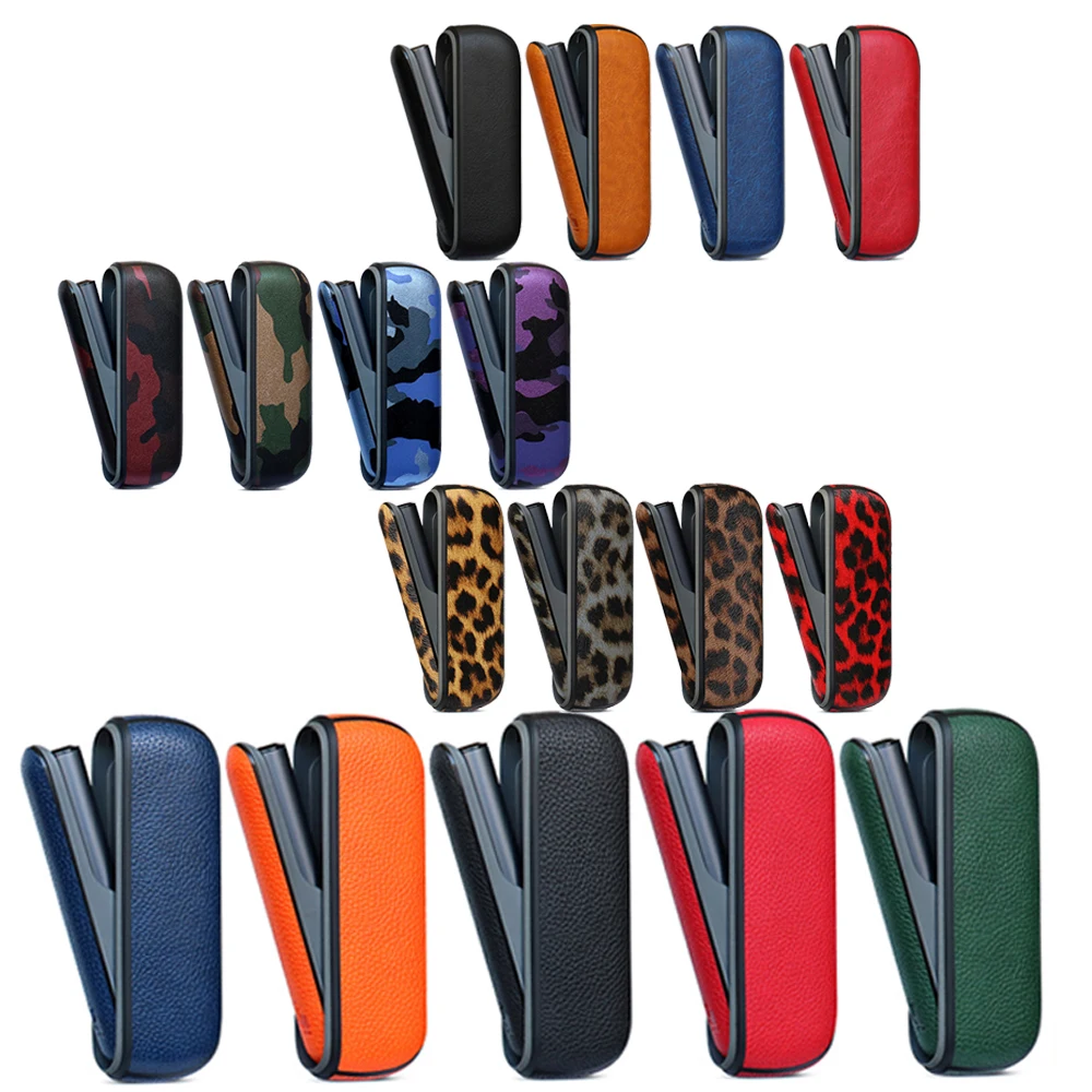 

New 17 Colors Leopard Lichee Style Side Cover + Leather Case for IQOS Iluma Cases Holder Pouch Protective Accessories