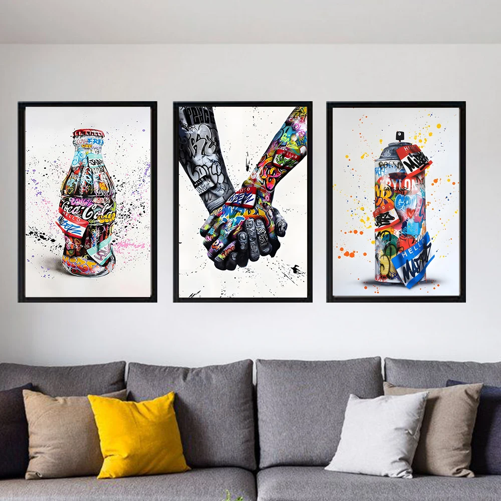 

Street Graffiti Hand Kissing Skull Wall Art Poster Modern Abstract Home Decor Canvas Painting Room Mural Picture Print Artwork