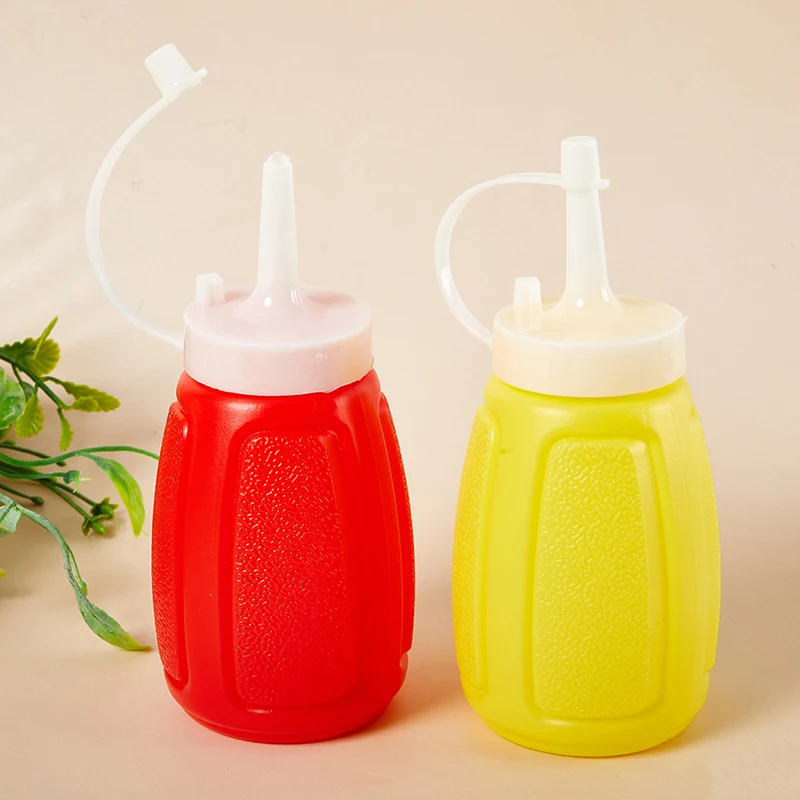 

2Pcs 150ML Kitchen Gadget Sets Kitchen Condimenters Plastic Oil Bottle With Twist On Cap Lids Catsup And Mustard Mini Container