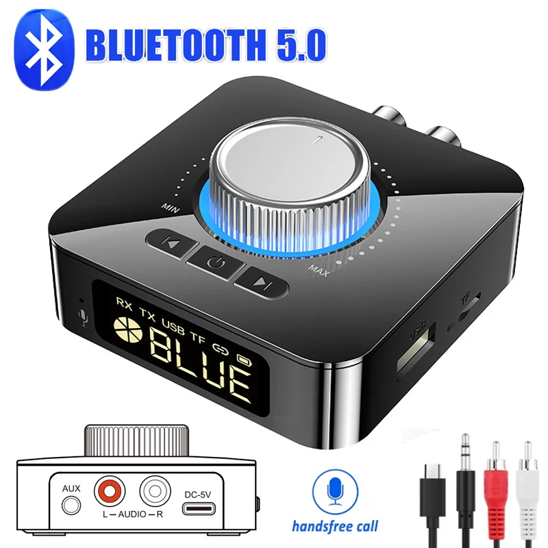 

Bluetooth 5.0 Transmitter Receiver 3.5mm AUX Jack Wireless Audio Adapter Handsfree TF U Disk MP3 Player for Car TV Speaker