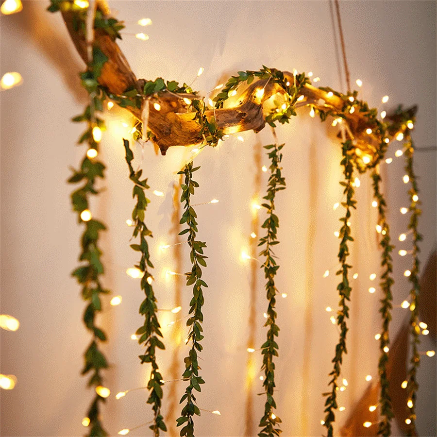

3x1M Imitation Vines Ivy Leaves Curtain Light Garland With Remote Plants Vine Led Fairy String Light Garden Patio Icicle Light