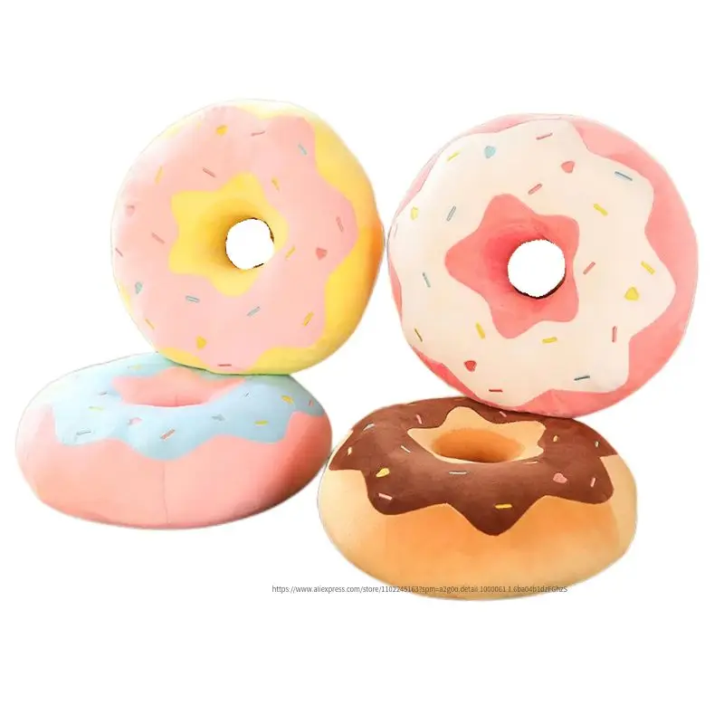 

New Donut Pillow Like Real Fantastic Ring Shaped Simulation Food Plush Soft Creative Seat Cushion Head Pillow Floor Decor Gift