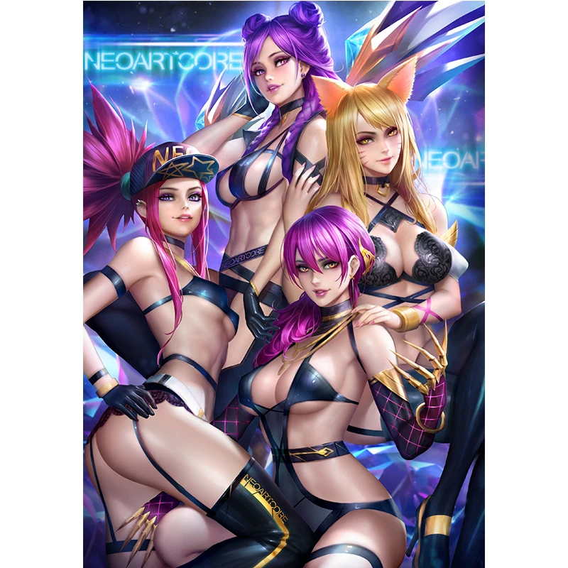 

Custom Print KDA Girl Group Quartet Nude Sexy Girl Art Posters HD Wall Art Canvas Painting for Living Room Home Decor Picture