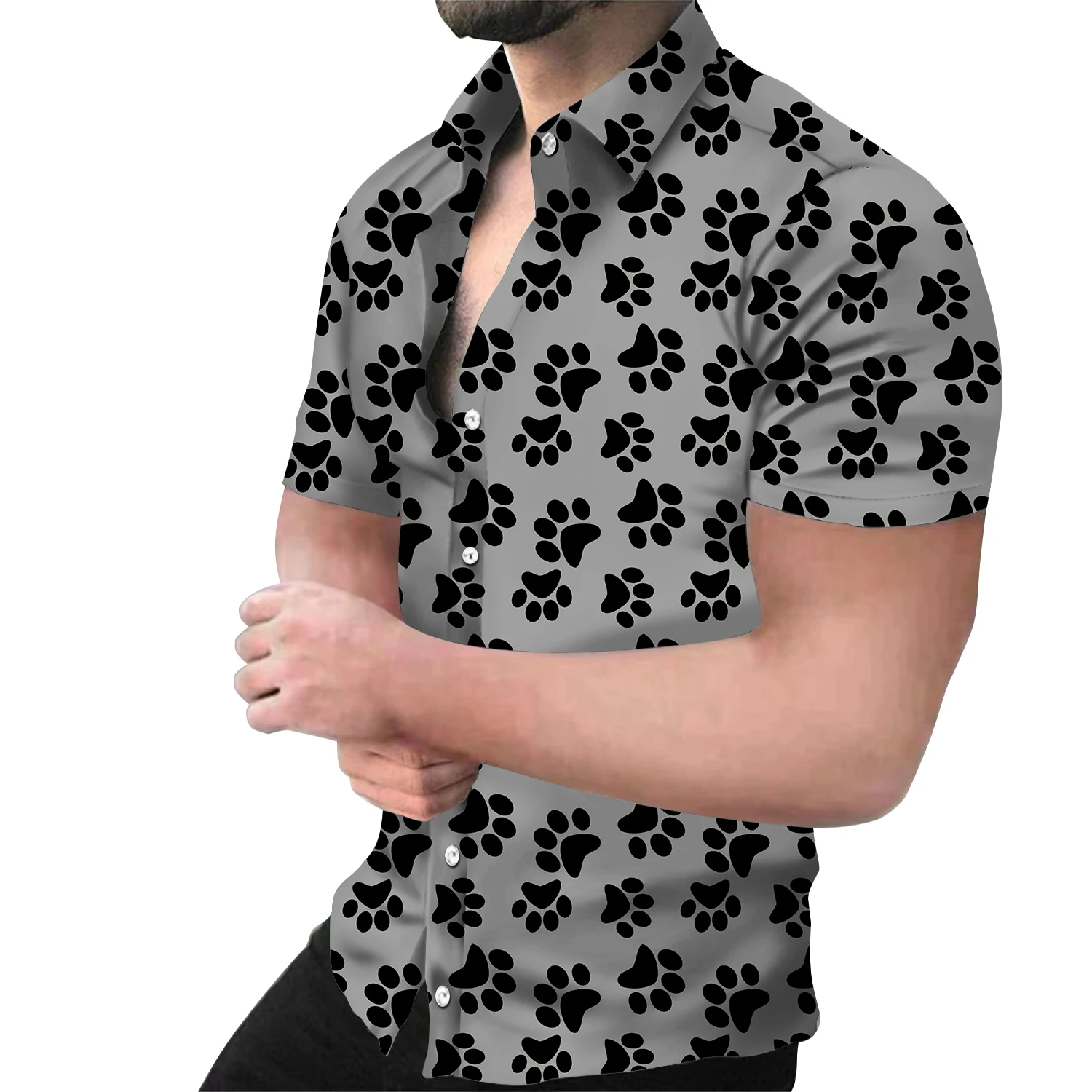 Summer Men Fashion and Casual Personality Printed Shirt